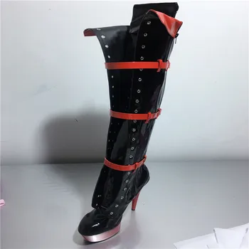 15cm seksi clubbing stiletto çizmeler Moda kutbu Diz Botlar kadın motosiklet botları Üzerinde 6 inç dans Platformları