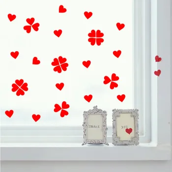 Romantik Küçük Kalp Tasarım Pencere Duvar Sticker Oturma Odası, Yatak Odası Düğün fincan Dekorasyon duvar Kağıdı Duvar Posteri Çıkartmalar