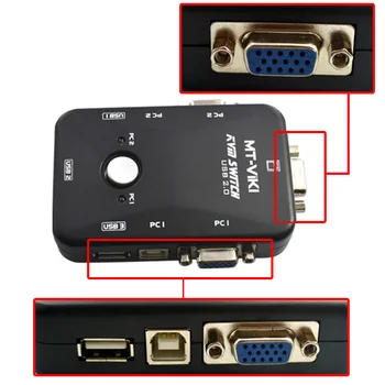 2 Port VGA/VGA UZANABİLECEĞİ Kutusu USB Aygıtları Video Fare Klavye Monitor Paylaşmak Geçin