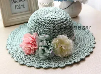 Yeni Çocuklar Çiçek Kız Güneş Kremi Hasır Şapka Plaj Şapka El Yapımı Prenses Çiçek Bebek Şapkası Touca Seyreden İnfantil Muts T Örgü