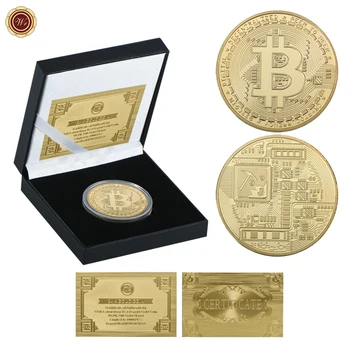 WR Bitcoin Para Altın Kalite Hediye Kutusu İpek Yolu Bitcoin Altın Paralar Koleksiyon ile Doğum günü Hediyeleri için bir Meydan okuma Sikke Kaplama