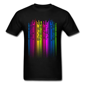 Renk Üst Tees Moda Tasarımcısı XXXL Müzik 2018 Modern Neon City Resim Kısa Kollu Mans T Shirt Pamuklu Kumaş