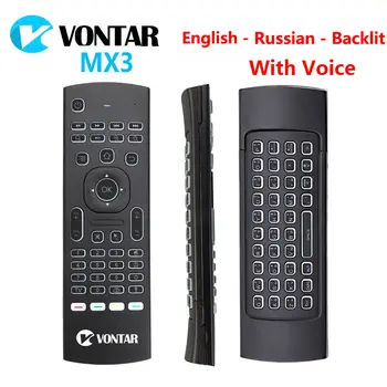 2.4 arka Rus MX3 hava fare Sesi arkadan Aydınlatmalı İngilizce MX3 G Kablosuz Klavye IR Uzaktan Kumanda Android TV Kutusu İçin Öğrenme