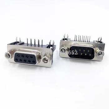 DB9 PCB Açı 90 bağlayıcı veri kablo bağlantı fişi 9pin port soket dişi&Erkek D tipi adaptör