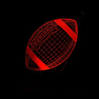 Lampara 3D Spor Ragbi futbol Futbol Uyku Doğum günü Partisi Hediyeler Başucu 7 Renkli Gece Işığı Atlayışta Noel Bebek LED
