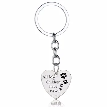 Köpeğin Pençeleri Kalp Anahtarlıklar Bütün Çocuklarım Pençeleri Anahtarlık Aile Kadın Erkek Keyfob Hediyeler Anahtarlıklar Aşk Yeni Hatıra Yüzük