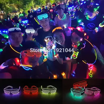 10 renk seçeneği EL gözlük EL Tel Moda Neon Deklanşör sesi aktif Gözlük Kostüm Partisi Dekorasyon Rave Şeklinde LED Işık