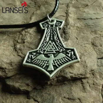 Lanseis dropshipping 1 adet Siyah Kalaylı Haç Sembolleri Thors (Mjolnir) Viking İskandinav Tanrısı Kolye kadınlar takı kolye Çekiç