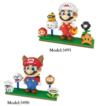 Küçük Blok Anime Modeli DİY Montajı Eylem Luigi Bina Oyuncak Sevimli Çocuk Hediye Karikatür brinquedos Çocuklara oyuncak Figürler
