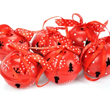 Kurdele ile ev 6pcs kırmızı beyaz metal top için Noel ağacı süslemeleri 50mm 3 tür Noel ağacı malzemeleri 2017 çan asılı