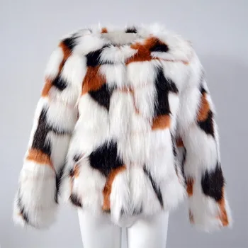 ZADORİN 2018 Yeni Karışık Renkli Faux Kürk Ceket Kadınlar Uzun Şık Sonbahar Kış Faux Kürk ceket Tüylü Palto Abrigo Mujer Kol