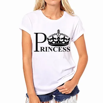 Aşıklar takım Elbise Kadın Ve Erkek Rus Portekizce İngilizce İspanyolca Kral Kraliçe Prens Prenses Baskı Kısa Kollu O Boyun T-shirt
