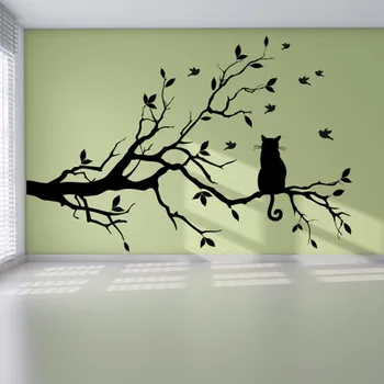 Ağaç Dalı Kuş Vinil Duvar Sticker Duvar Sanatı Dekoratif Çıkartmalar Kedi,Cam Sticker Mutfak Duvar Çıkartmaları Ev Dekorasyonu