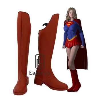 Anime Superman/Supergirl Cosplay Boots Parti Ayakkabı Kırmızı Özel Yapılmış