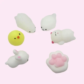 Etmakit 1 adet Parmak Oyuncaklar Mini Kawaii Sıkmak Sıkı Hayvan Şifa Stres Beyaz Gri Kedi Hayvanlar Anti-stres El Toys Squishy