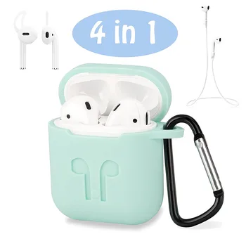 4İn1 Silikon Depolama Kutusu+Anti-kayıp Kulak Telefon Askısı+Kulaklık Kapak Kancaları+Alt kasasının Apple Şarj AirPods İçin Kilit Çantanıza