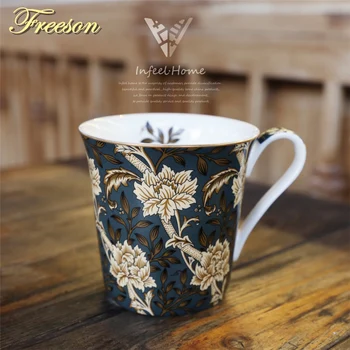 İngiliz William Morris Kemik Çini Kahve Fincanı Nordic Boyama Çay Bardağı Retro Porselen Kahve Fincan Cafe Çay Saati Partisi Çay Bardağı