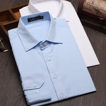 Sonbahar erkek Elbise Gömlek Uzun MQ369 Resmi Çalışma shirt erkek casual&businesswear Düz renk Ofis erkek giyim kol