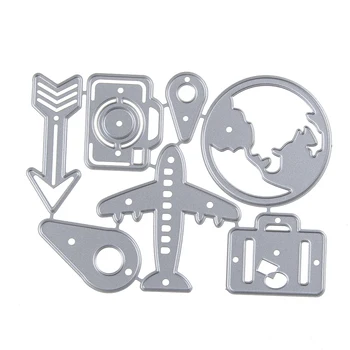 Dünya Uçak Kamera Çantası Seyahat Desen Metal Kesme Kalıpları DİY Albüm Kabartma Albümü Kağıt Kartı Zanaat Klasör Dekor Ölür