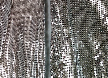Bir Metre 2mm/3mm Kare Chunky Glitter Metal Örgü Kumaş Metalik kumaş Metal Payet Kumaş Perde Ev Dekorasyon Payetli