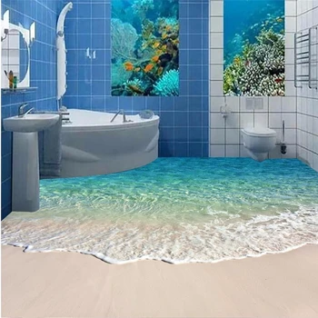 Beibehang Kat boya, mavi deniz resif sahne su Geçirmez Banyo Mutfak Duvar kağıdı pvc kendinden yapışkanlı duvar kağıdı Duvar sticker