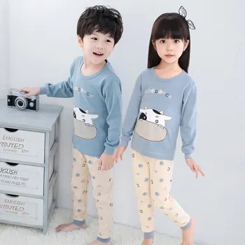 Erkek Pijama Karikatür çocuk Pijama sevimli Evde pijama Çocuk Pijama Bebek Giysileri pamuklu pijama Set Kızlar 2-14 Yıl boyutunu Ayarlayın
