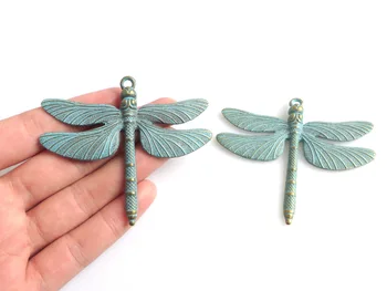 10 adet Büyük bakır pası Küfü Dragonfly Jeweley Yapma Bulgular İçin Kolye DİY 72x63mm el Yapımı Takılar