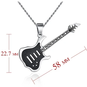 Yeni Varış Moda Erkek Mücevher Müzik Gitar Kolye Erkek benzersiz tasarım yüksek kalite paslanmaz çelik kolye Butik