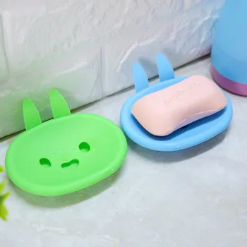 4 adet Şeker Renk Silikon Eve Yolculuk Sabun Kapak Banyo sabunluk -35 Tasarım Gülümseme Seti sabunluk Sabun Kutusu Yemekleri