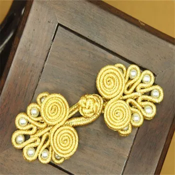 DoreenBeads Vintage Tarzı Çince Düğüm Düğmeleri Altın Rengi Cheongsam Tang takım Elbise Kadın Şapka Ayakkabı DİY 2 adet Çift Dikiş/Elbise