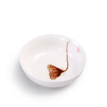 ONEİCE Çin Tarzı el Yapımı Hassas Küçük Kung Fu Çay Bardağı Kılavuzu Kaba çanak çömlek Çay kase El Lotus Kupası Boyalı
