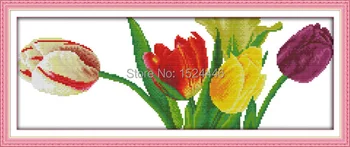 Güzel Lale resimleri Dekor tuval Nakış DMC 14CT 11CT Çapraz Dikiş üzerinde Baskı Sayılır nakış kitleri çiçek rengi Ayarlar