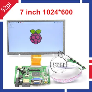 *1024 52Pi 7 inç LCD Raspberry Pi (HDMI+VGA+2AV Sürücü Kurulu ile 600 Monitör Ekran Seti, PC, Windows 7/8/10