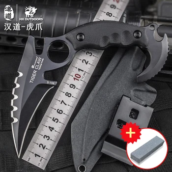 HX DIŞARIDA Kaplan Karambit D2 çelik taktik yüksek sertlik düz bıçak vahşi savunma hayatta kalma cs go bıçak