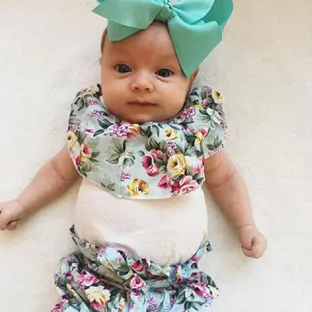 Yenidoğan Bebek Kız Çiçek Set 2018 Yaz Kıyafeti Yeni Sevimli Ilmek Şort en fazla 2 adet Güzel Kız Bebek Kıyafeti Kıyafetleri Set