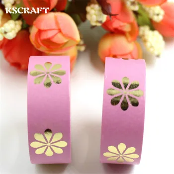 15 mm KSCRAFT*DİY Zanaat Yapışkan Deco Japon Washi Kağıt Maskeleme Kapakları için 10 milyon Yapışkan Bant Pembe Çiçek Bandı
