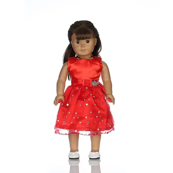 Bebek 2016 Popüler tarzı Noel hediye Kırmızı Prenses Elbise/kıyafet uygun 18 inç American girl doll ve Bizim nesil b1