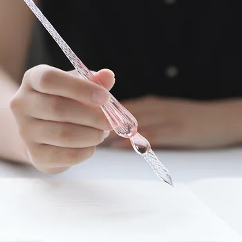2017 Yeni Tasarım Kristal Daldırma Kalem Cam İmza Kalem, İş Hediyeler, Ofis Cam İçin Kalem 10 Renk Yazı PL Seçin Malzemeleri