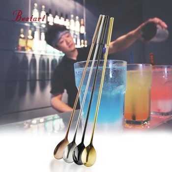 7 Renk Kokteyl Japon Bar Kaşığı 304 Uzun Paslanmaz Çelik Spiral Desen 12 inç Bar Kokteyl Shaker Şarap Kaşık Bar Aracı
