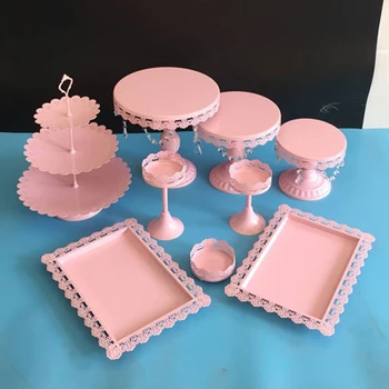 Altın Düğün Tatlı Tepsi Pasta 14 Kek Pan kek standı dekorasyon Parti malzemeleri Stand-6PCS / Set
