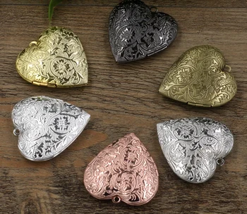 DİY Bellek Kolye Mücevher BASEHOME 6 Renk Kalp Şeklinde Fotoğraf Kayan Madalyon Kolye Takılar Kalp Yapma