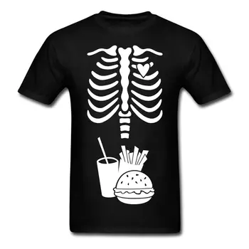 Adam Hipster O Gömleği-Ray Erkek T-Fast Food İskelet X Boyun Nedensel Serin Üstleri Gömlek Homme Yenilik Tshirt Erkek Tişört