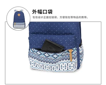 Genç Kız Sevimli Kore Tuval Baskı Sırt çantası Kadınlar Okul Çantaları Vintage Laptop Sırt çantası Kadın çocuk Bookbags