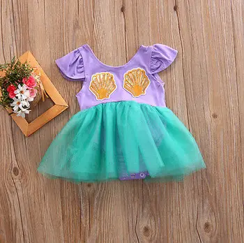 Bebek Yeni Doğan Bebek Kız Çocuk Denizkızı Payet Pamuk Dantel Tütü Tül Mini Elbise Parti Düğün Yarışması Top Elbise Sundress Elbise