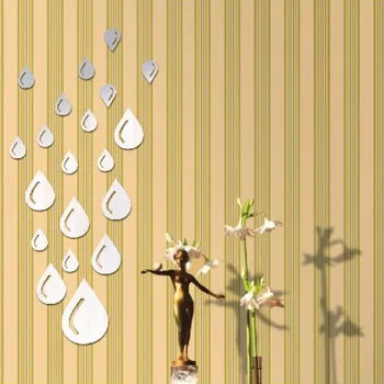 Yaratıcı Yağmur Damlası Duvar Afişleri DİY Ev Duvar Sticker Duvar Çıkartma Duvar Sticker Ev Dekor Akrilik Ayna Duvar Çıkartmaları D9440