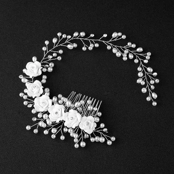 1 ADET Gelin İnci Düğün Çiçek Kız Taç Çiçek Deseni saç Bandı Saç Tarağı m15 Faux