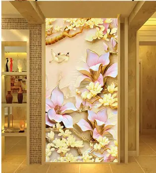 Duvarlar özel duvar boyama oda için 3d duvar kağıdı Manolya çiçek dekorasyon 3d duvar kağıdı özel