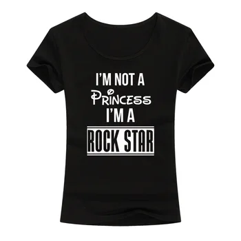 Gömlek ROCK STAR T SHİRT Kadın Hip Hop T Moda Kısa Kollu Kıyafet Crewneck Tee Yaz Tarzı Üstleri ben BİR PRENSES DEĞİLİM-