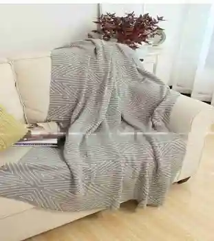 Pamuk ipliği modern basit siyah ve gri geometrik tek boyut kanepe eğlence battaniye ücretsiz kargo yatak örtüsü atmak