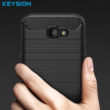 Samsung Galaxy A5 2017 göze çarpan Kapak Hibrit Zırh İçin Keysion Telefonu kılıfı Karbon Fiber göze çarpan Kabuk Durumda SEVİYELERİNE Kapak Fırçalanmış Sağlam